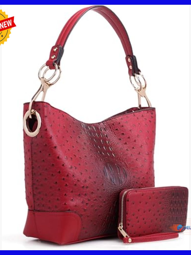 Large Vegan Leather Hobo Bag With Wristlet Wallet Set For Women